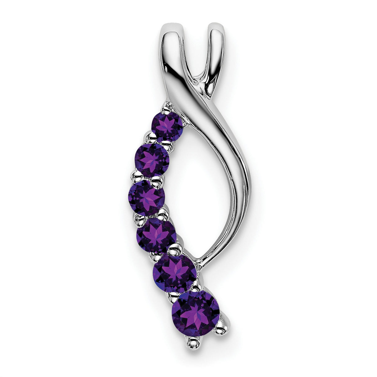 14k White Gold Ichthys Pendant with Amethyst, Christian Fish Symbol, Religious Jewelry for Women