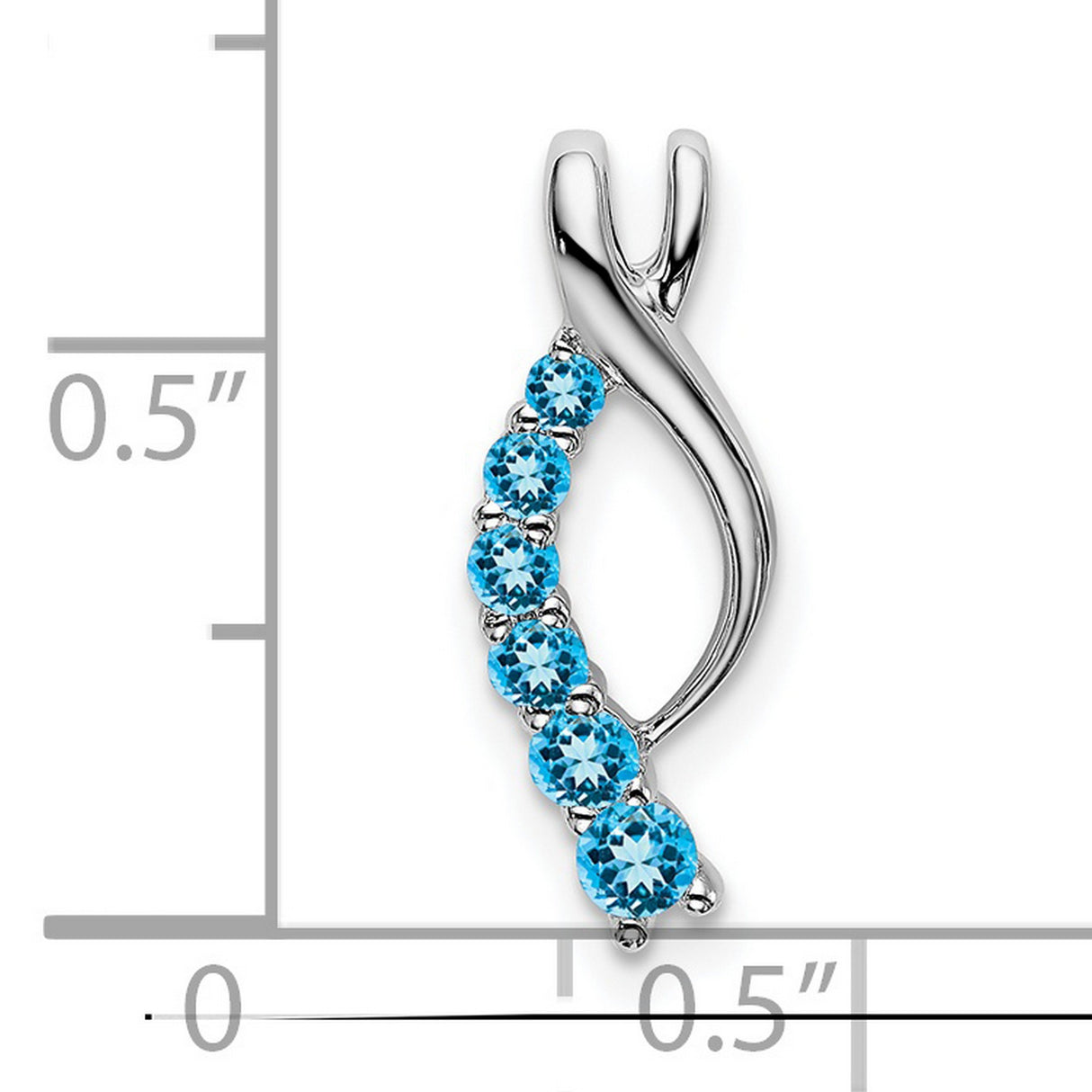 14k White Gold Ichthys Fish Pendant with Swiss Blue Topaz, Christian Symbol Jewelry for Women