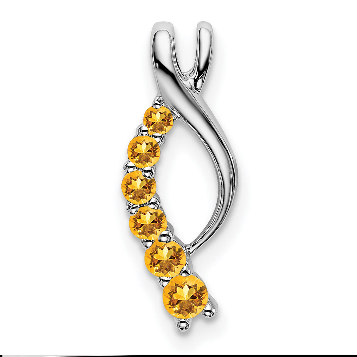14k White Gold Ichthys Pendant with Citrine, Christian Fish Symbol Religious Jewelry for Women