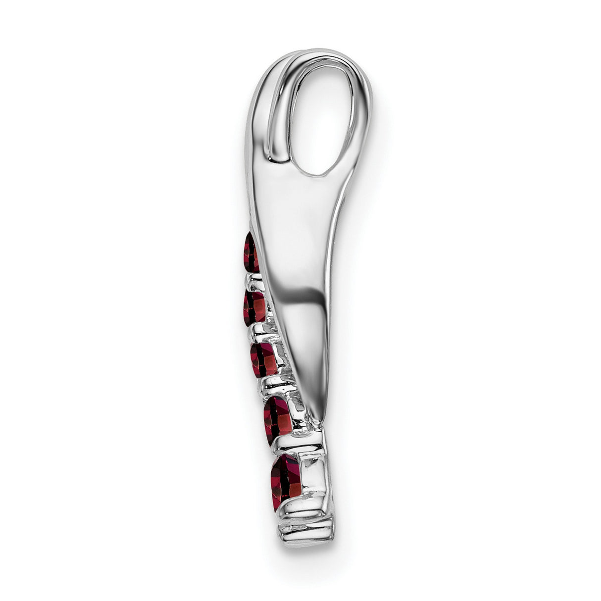 14k White Gold Ichthys Pendant with Garnet, Christian Fish Symbol for Women