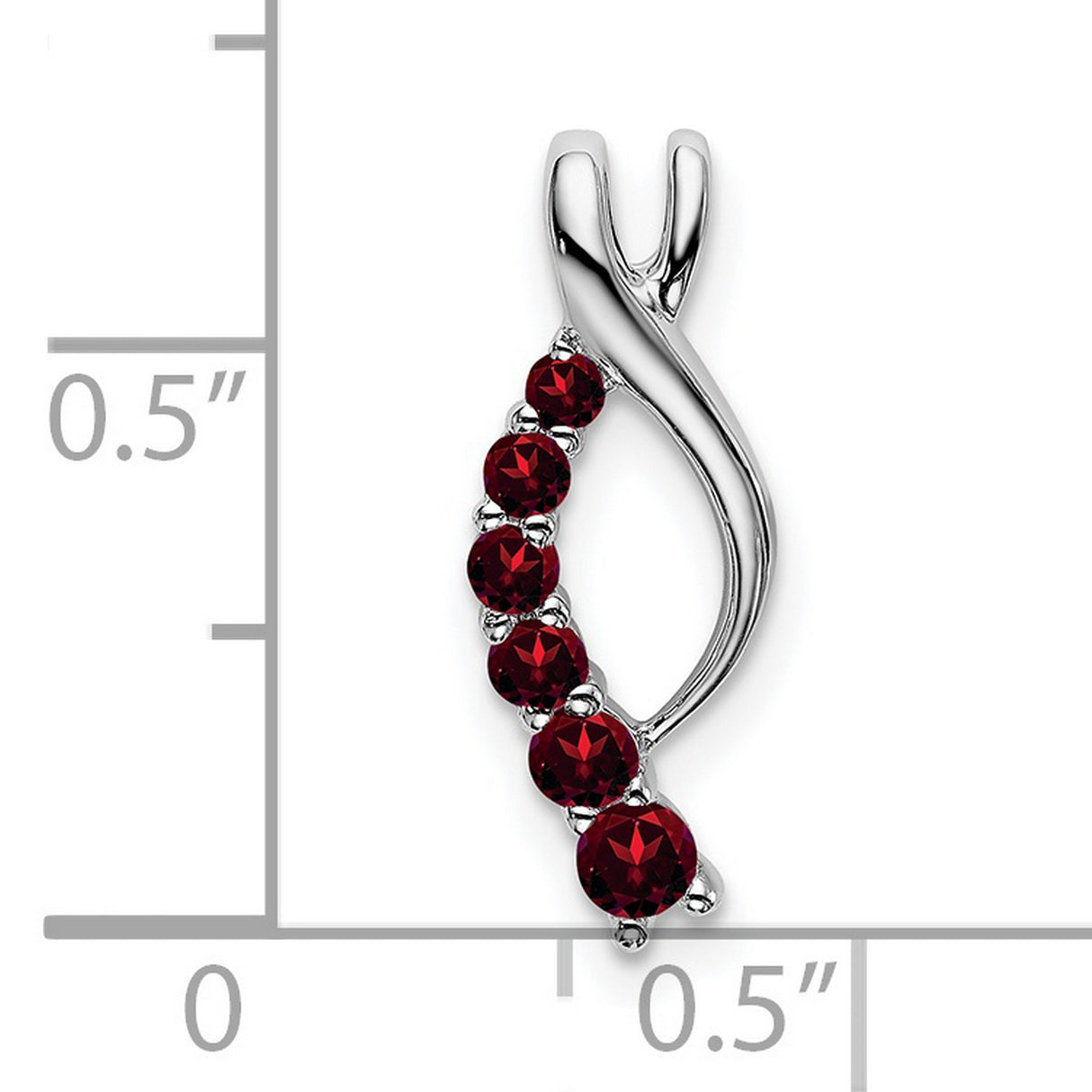 14k White Gold Ichthys Pendant with Garnet, Christian Fish Symbol for Women