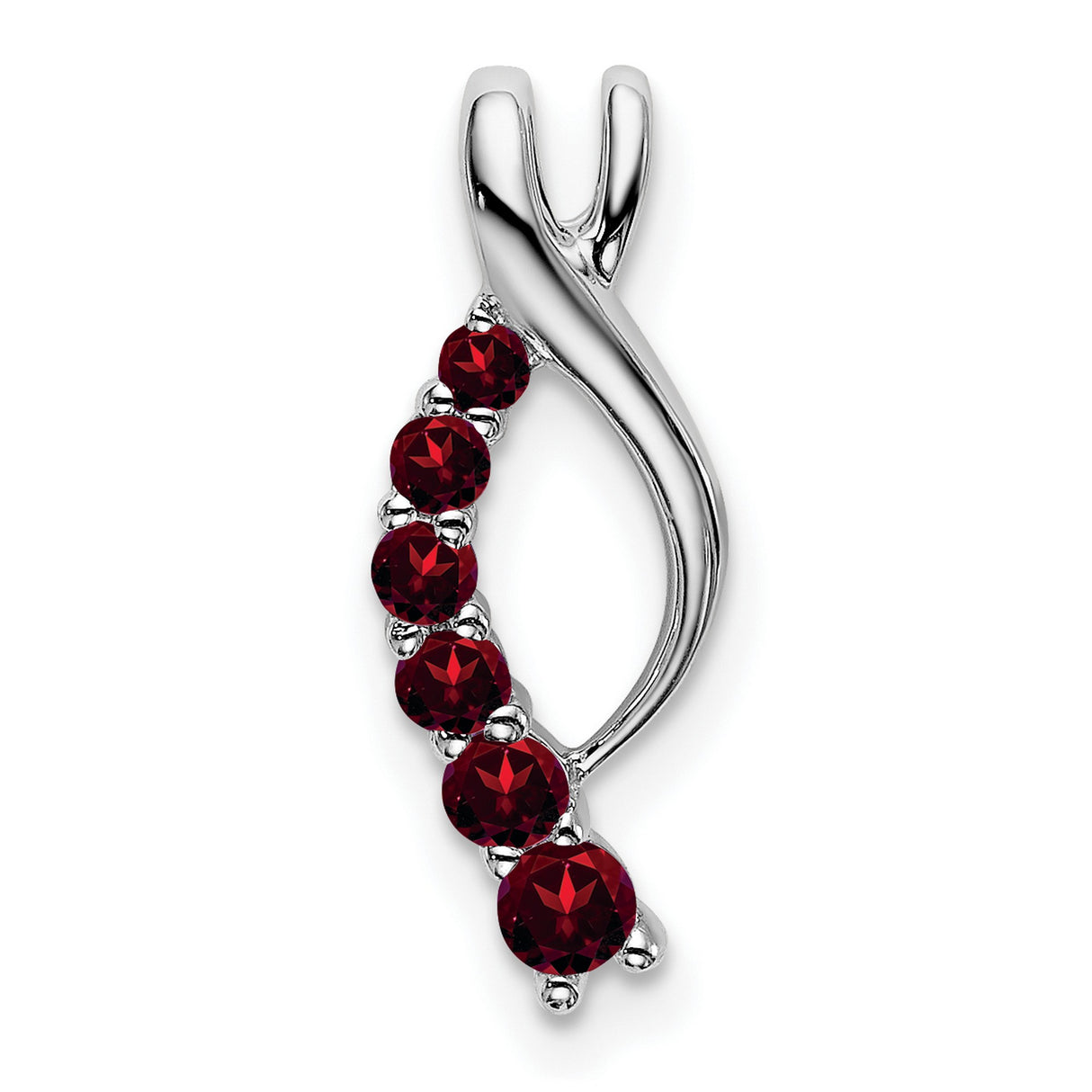 14k White Gold Ichthys Pendant with Garnet, Christian Fish Symbol for Women