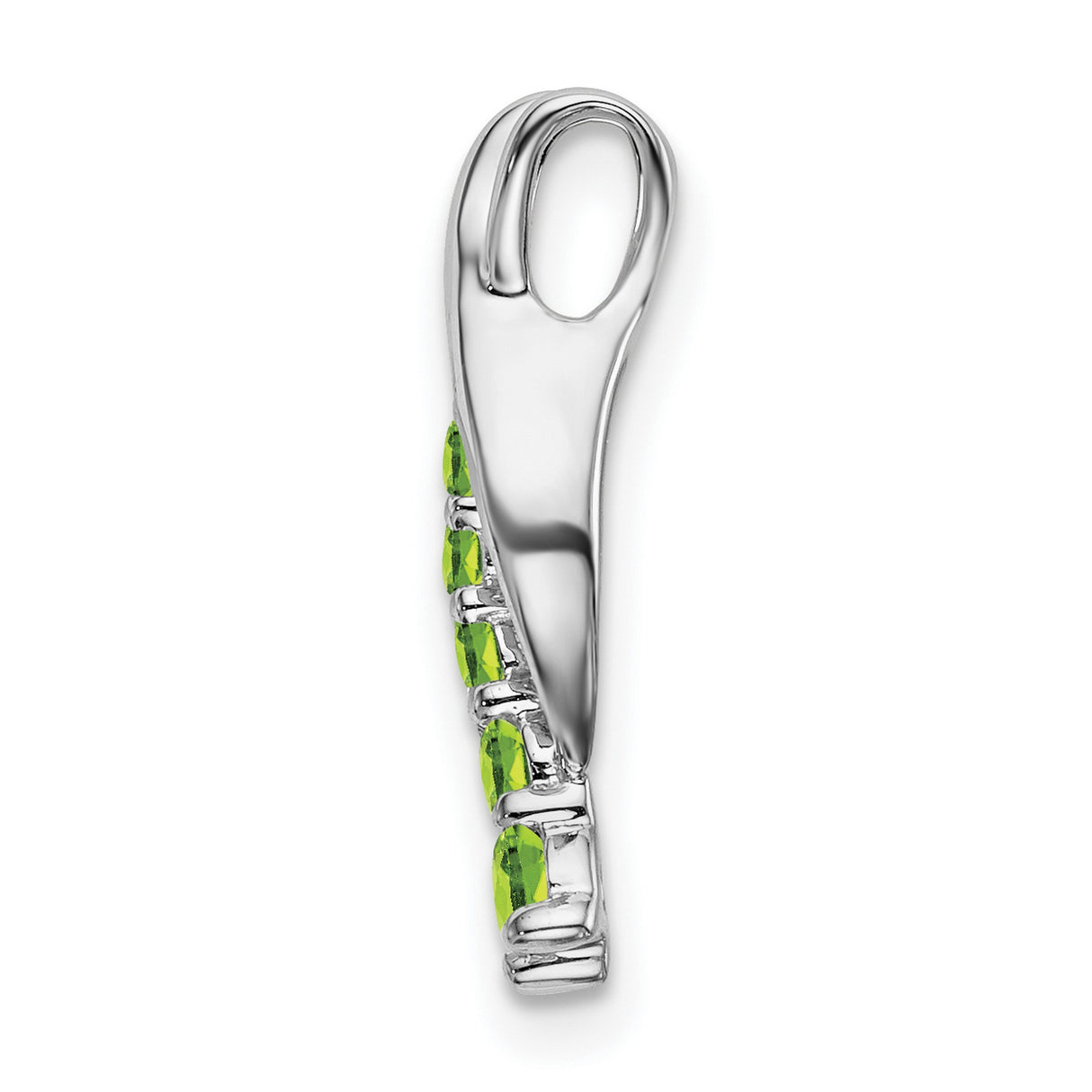 14k White Gold Ichthys Pendant with Peridot, Christian Fish Design for Women