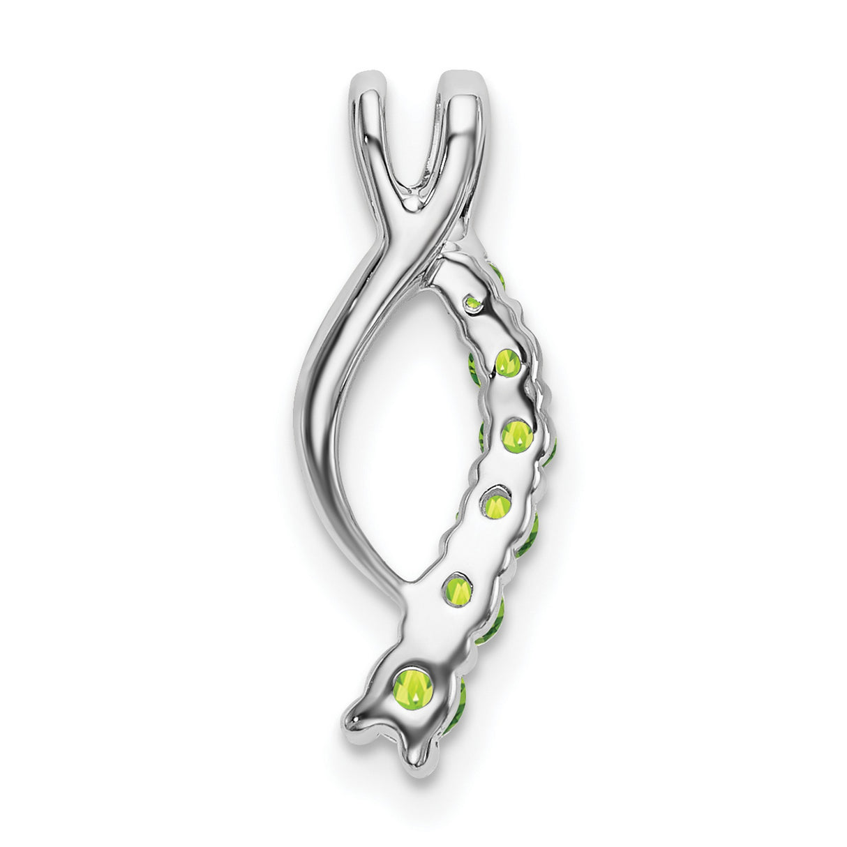 14k White Gold Ichthys Pendant with Peridot, Christian Fish Design for Women