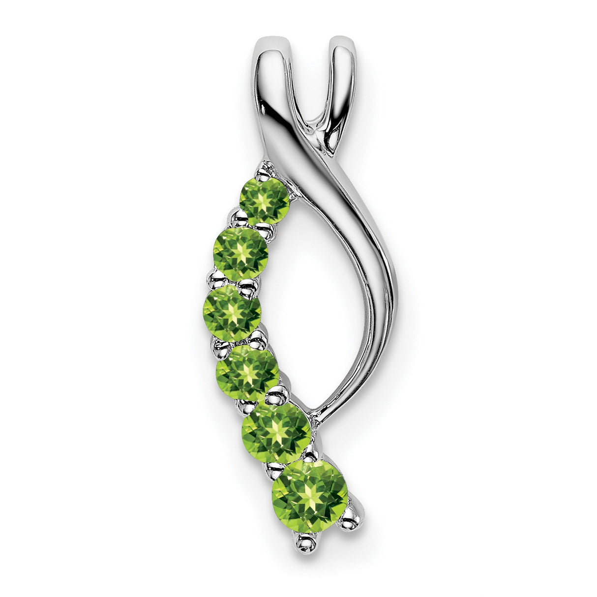 14k White Gold Ichthys Pendant with Peridot, Christian Fish Design for Women