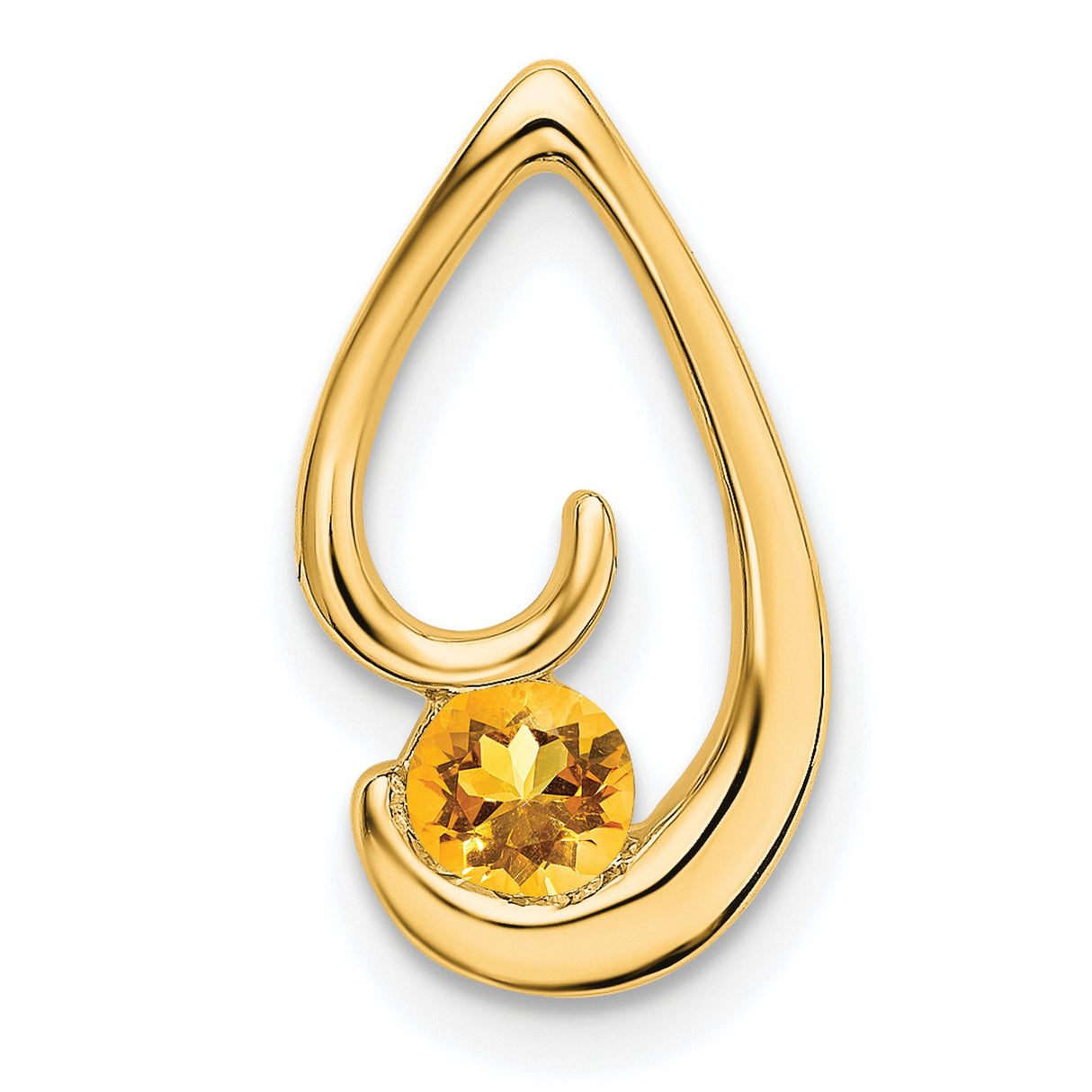 14k Yellow Gold Teardrop Pendant with Citrine Gemstone, Modern Minimalist Charm for Women