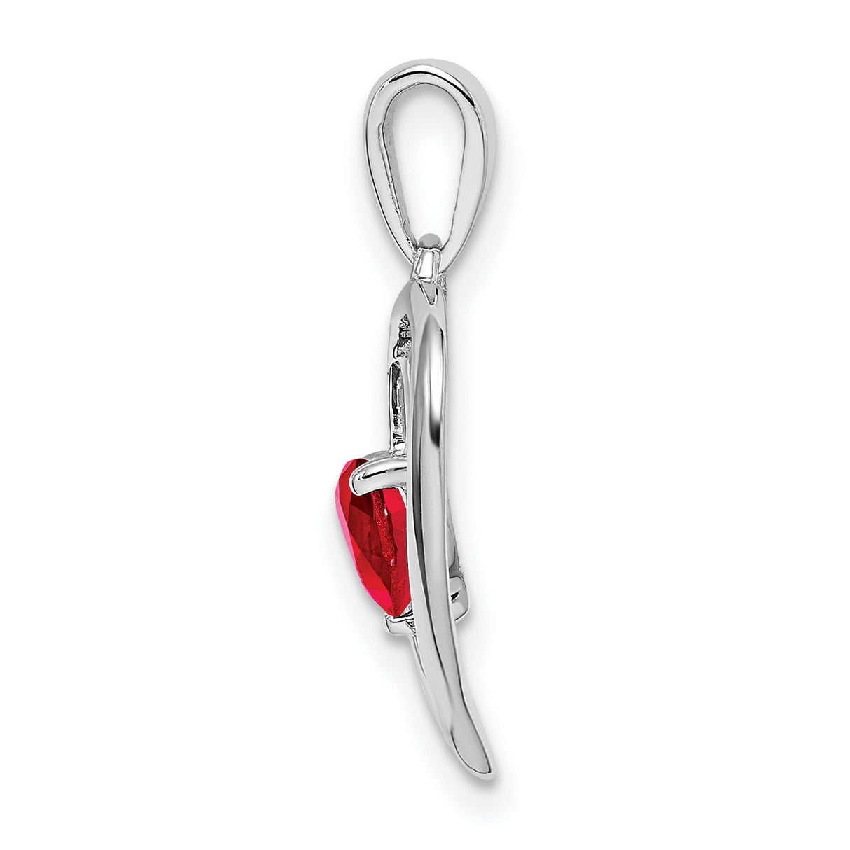 14k White Gold Heart Pendant with Ruby and Diamond Accents for Women