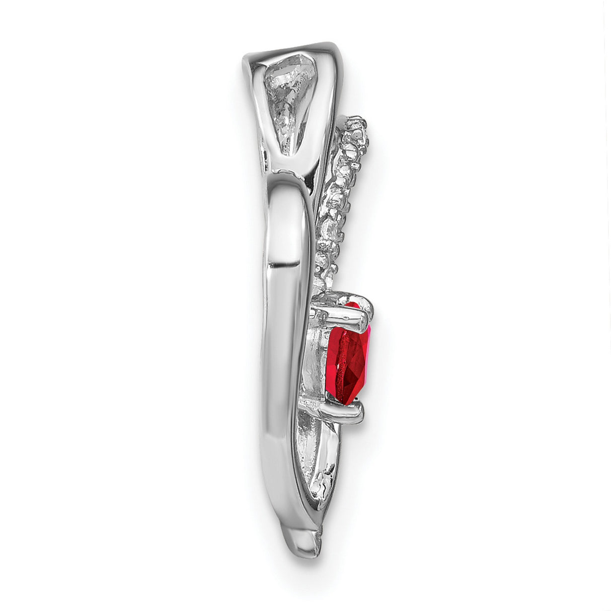 14k White Gold Heart Pendant with Ruby and Diamond Accents, Romantic Jewelry for Women