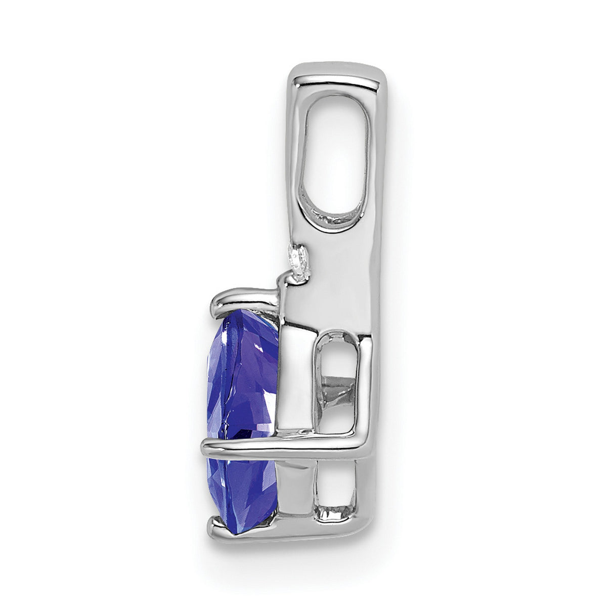 14k White Gold Pendant with Cushion Cut Tanzanite and Diamond Accent, Minimalist Charm for Women