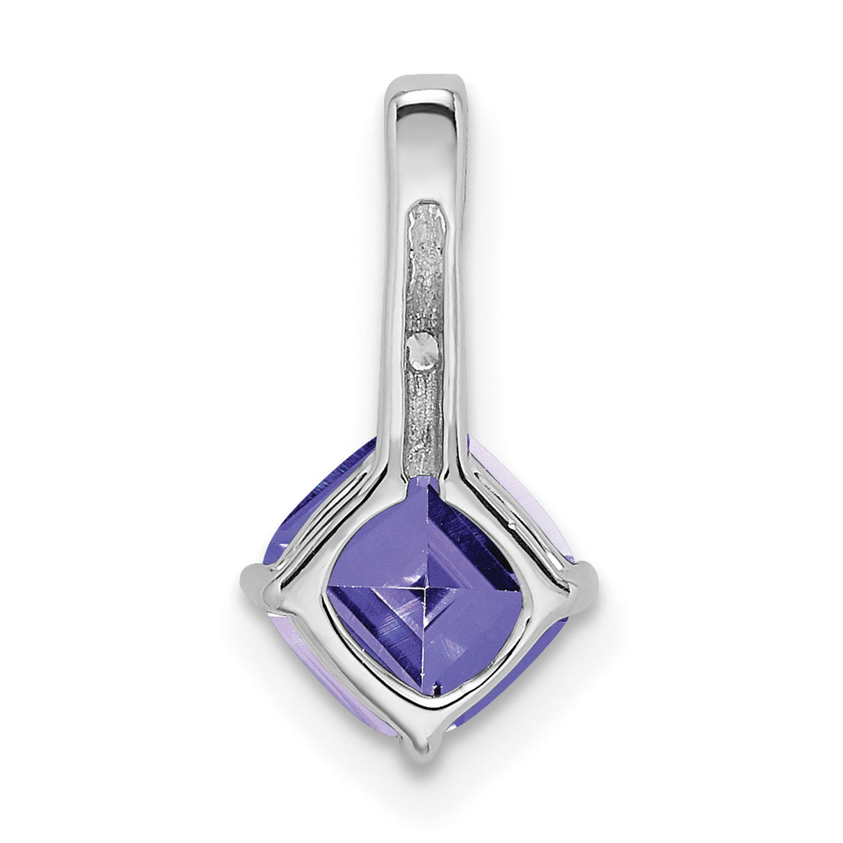 14k White Gold Pendant with Cushion Cut Tanzanite and Diamond Accent, Minimalist Charm for Women