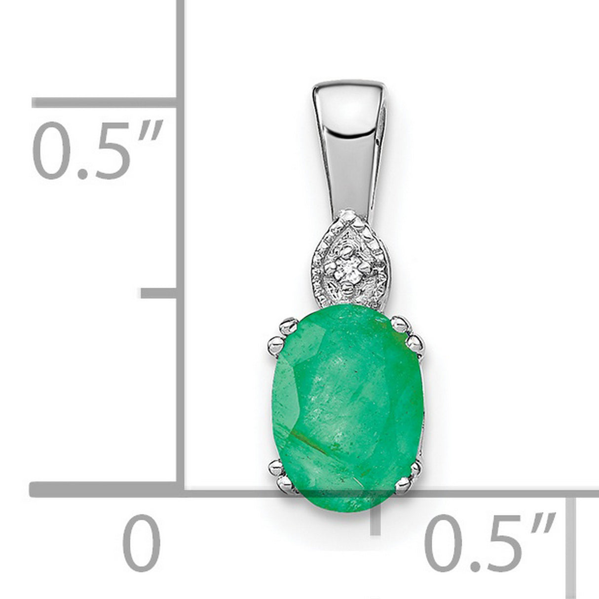 14k White Gold Emerald Pendant with Diamond Accents in Marquise Design for Women