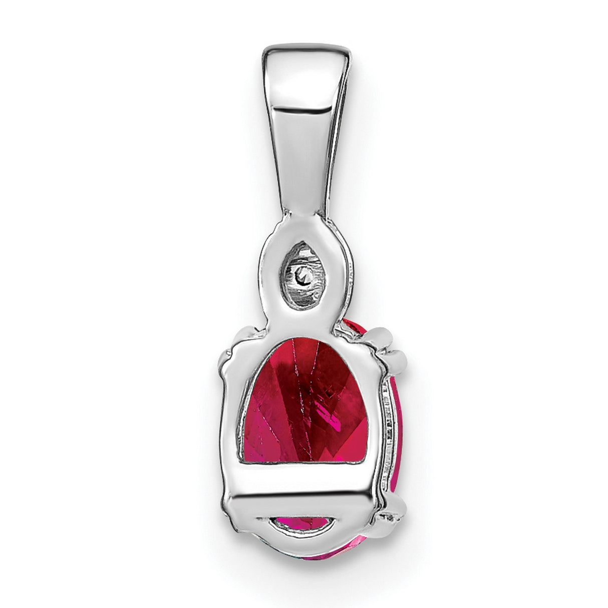 14k White Gold Ruby and Diamond Pendant with Marquise Setting, July Birthstone Jewelry