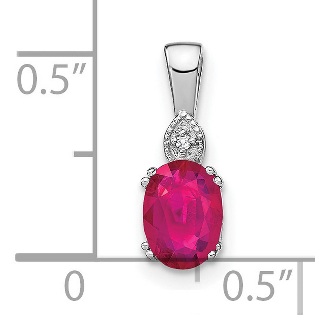 14k White Gold Ruby and Diamond Pendant with Marquise Setting, July Birthstone Jewelry