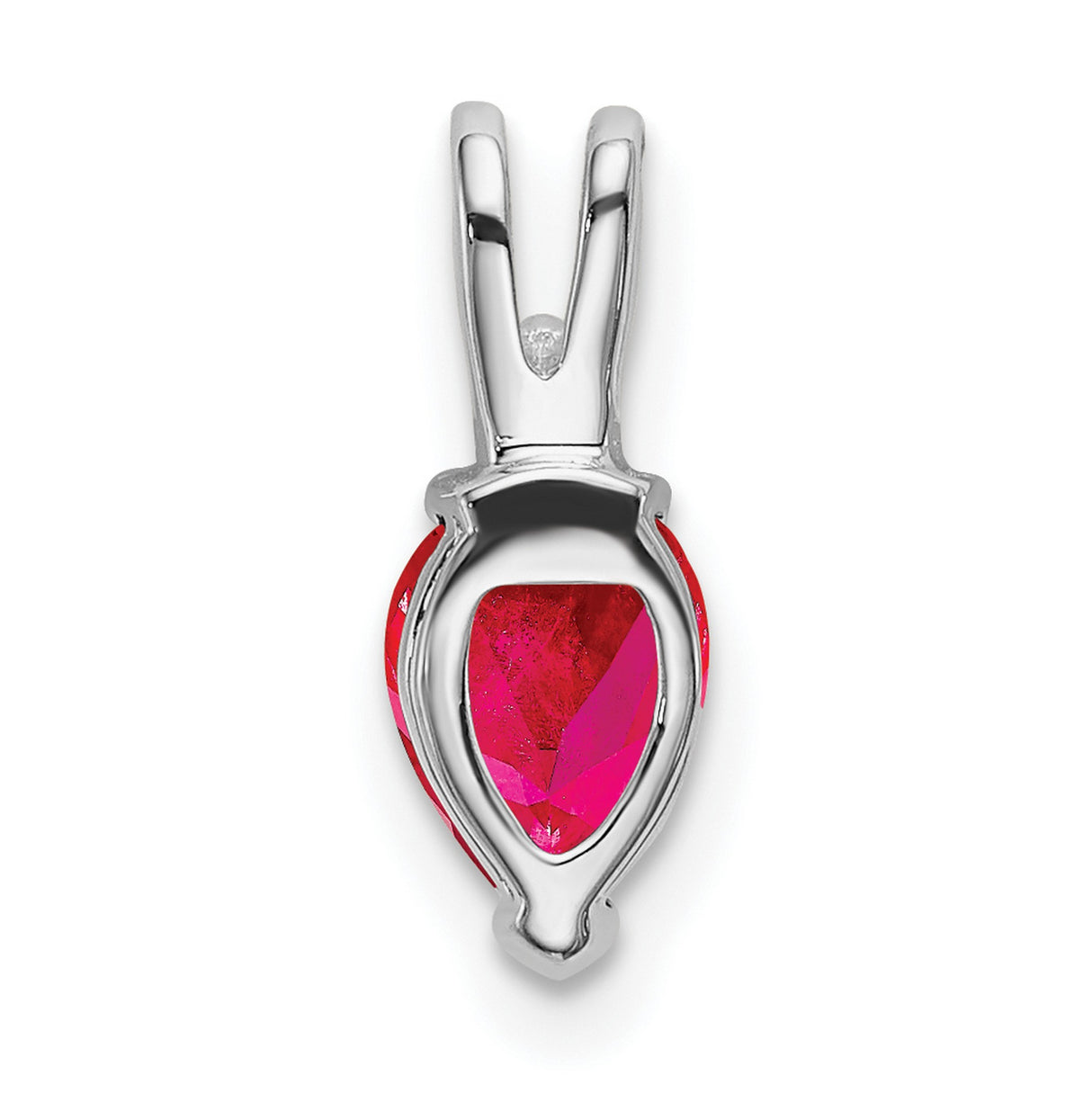 14k White Gold Pendant with Pear Ruby and Diamond Accent, Romantic Anniversary Jewelry