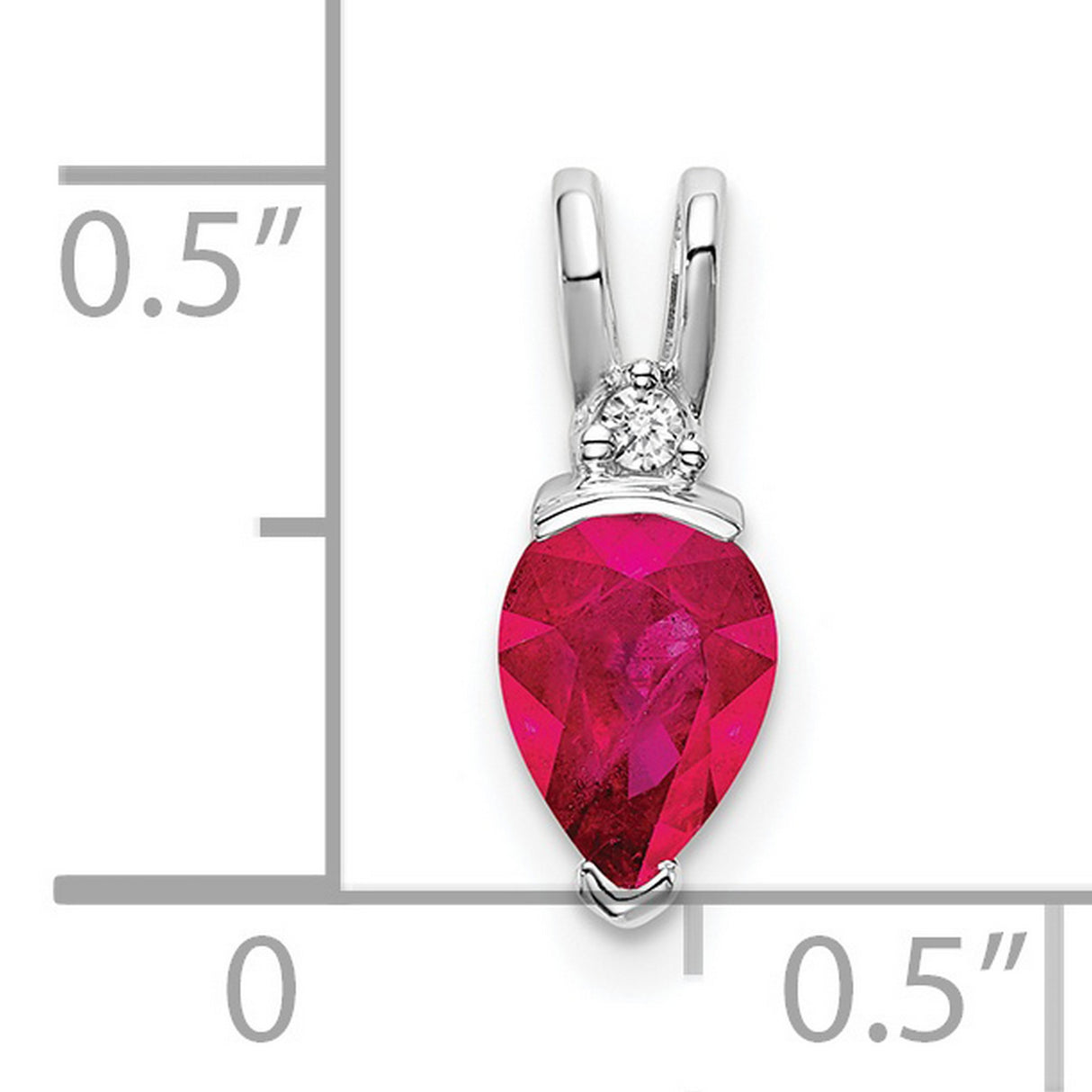 14k White Gold Pendant with Pear Ruby and Diamond Accent, Romantic Anniversary Jewelry
