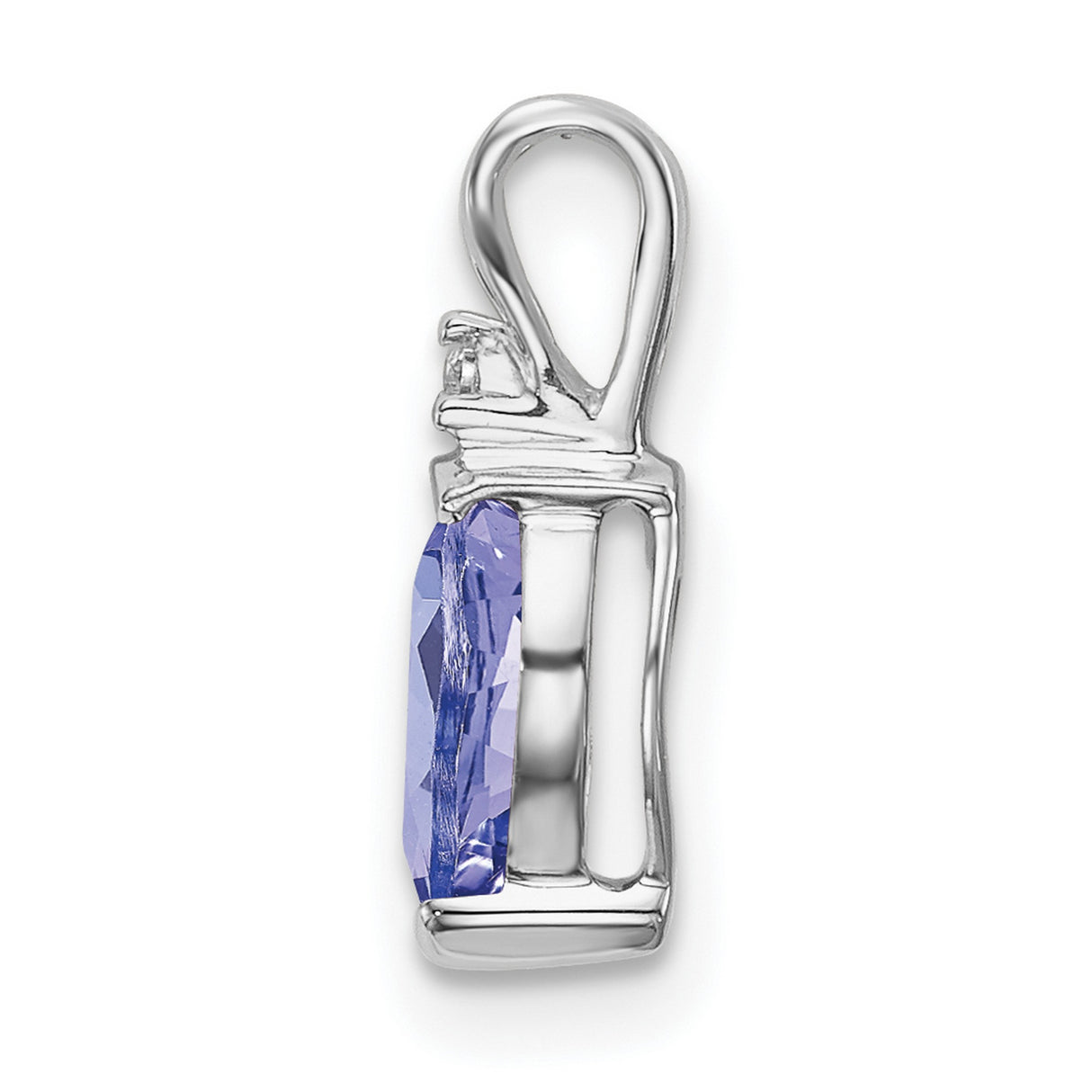 14k White Gold Teardrop Pendant with Pear Tanzanite and Diamond Accent