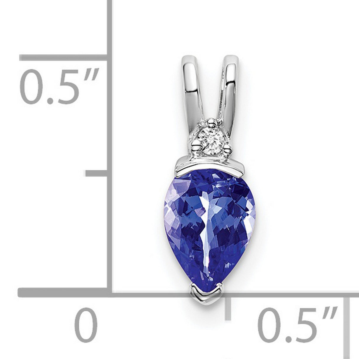 14k White Gold Teardrop Pendant with Pear Tanzanite and Diamond Accent