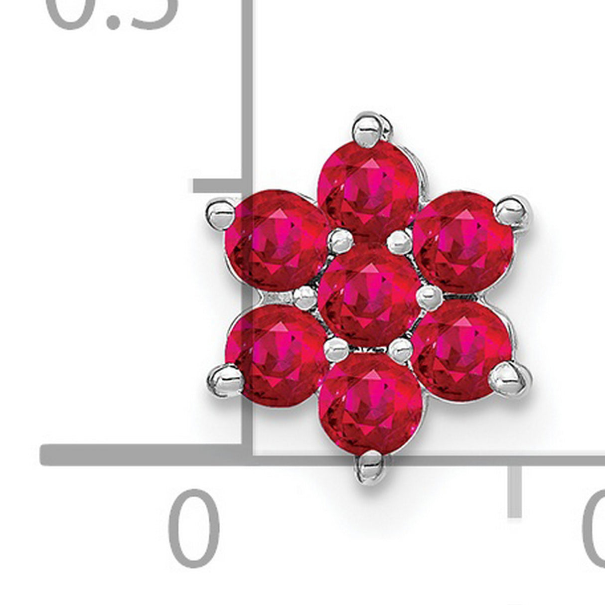 14k White Gold Floral Pendant with Ruby Gemstones in Flower Design for Women