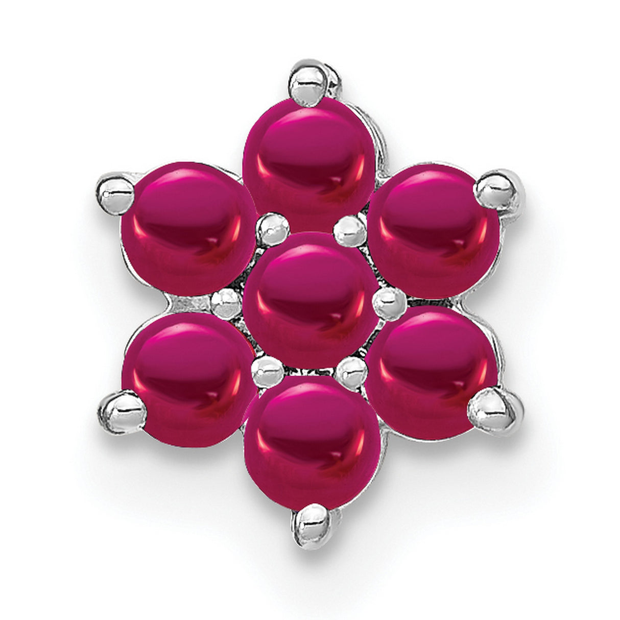 14k White Gold Floral Pendant with Ruby Gemstones in Flower Design for Women