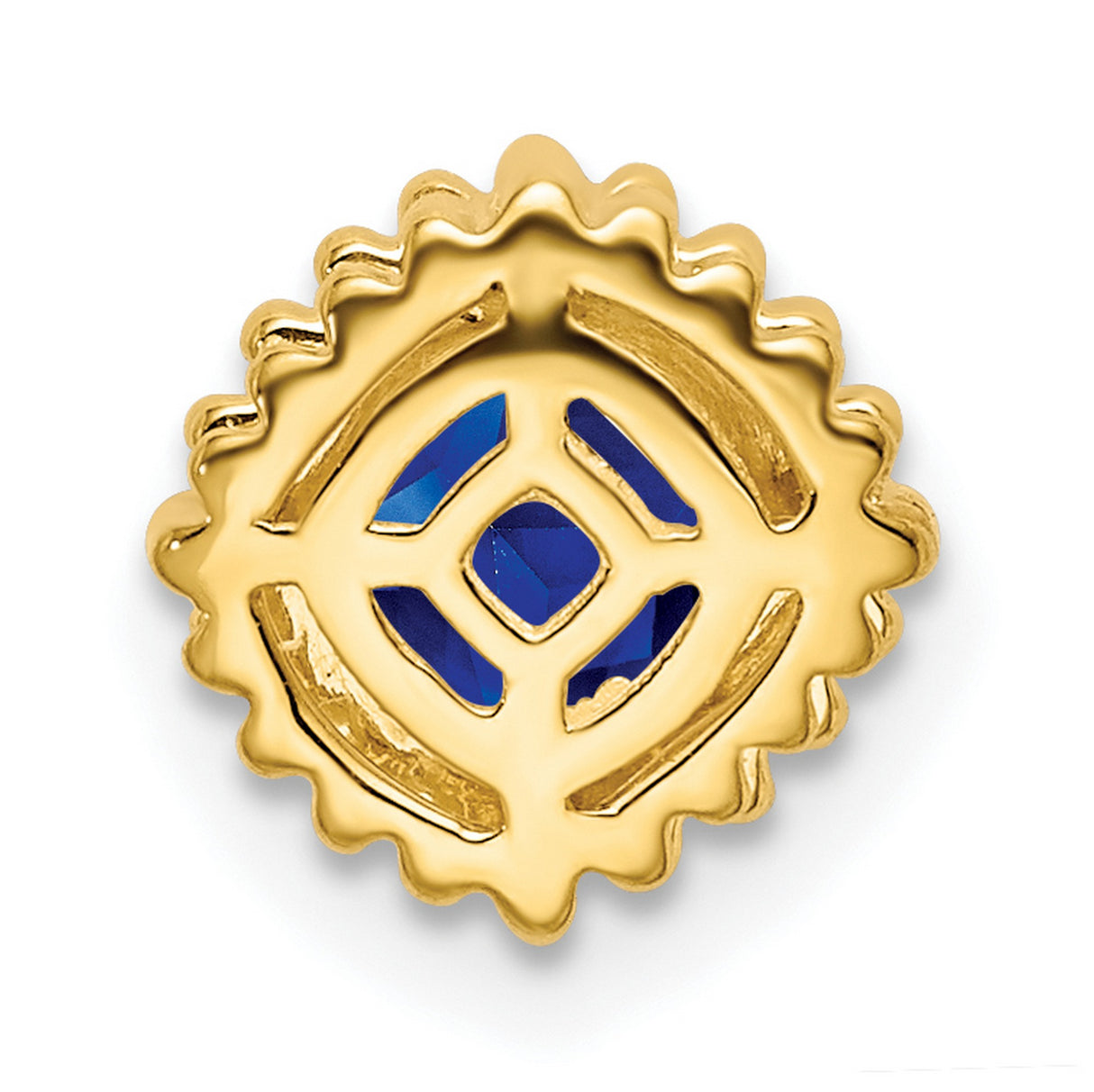 14k Yellow Gold Cushion Cut Sapphire Stud Earrings with Beaded Frame Design