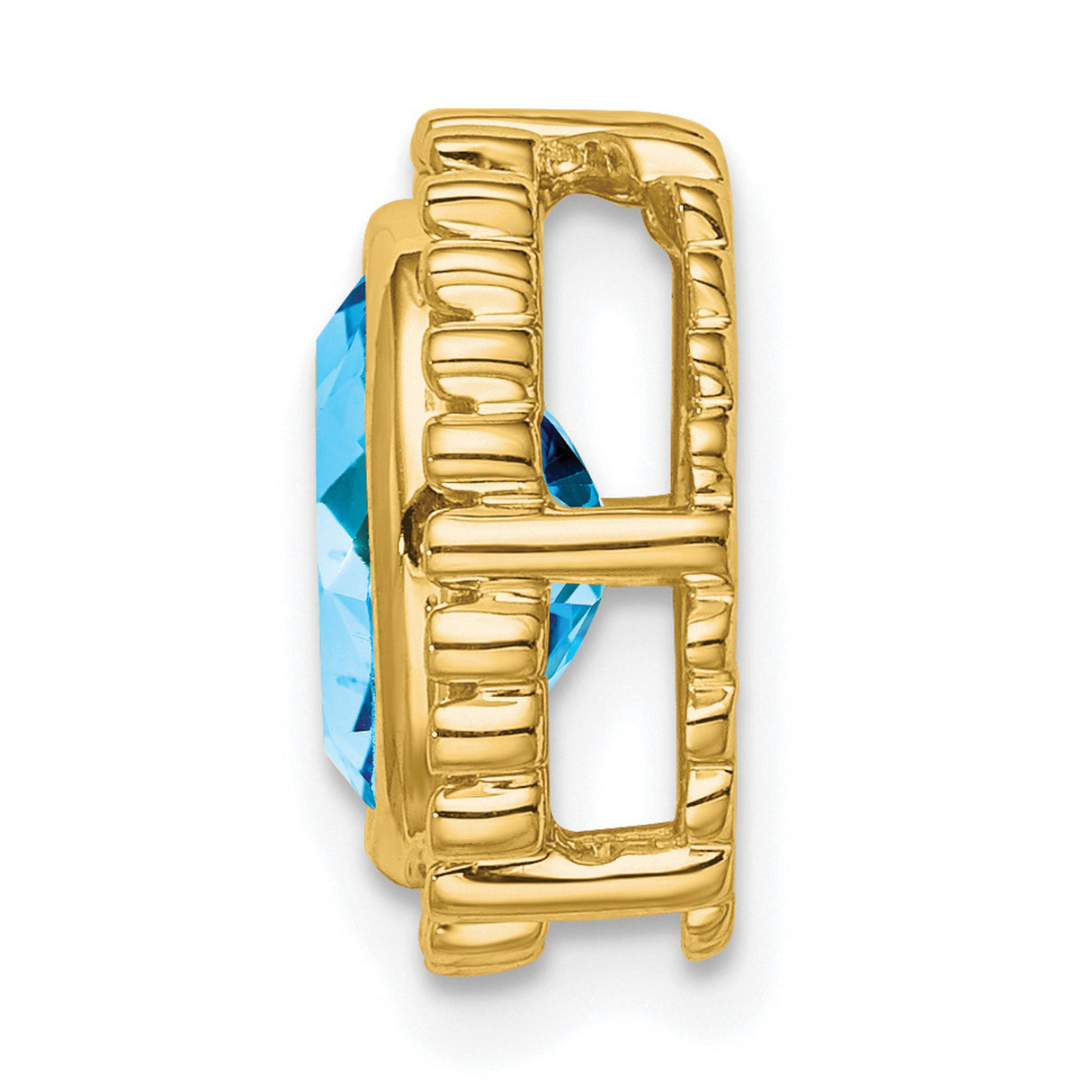 14k Yellow Gold Ring with Swiss Blue Topaz, Oval Cut, Beaded Frame Design