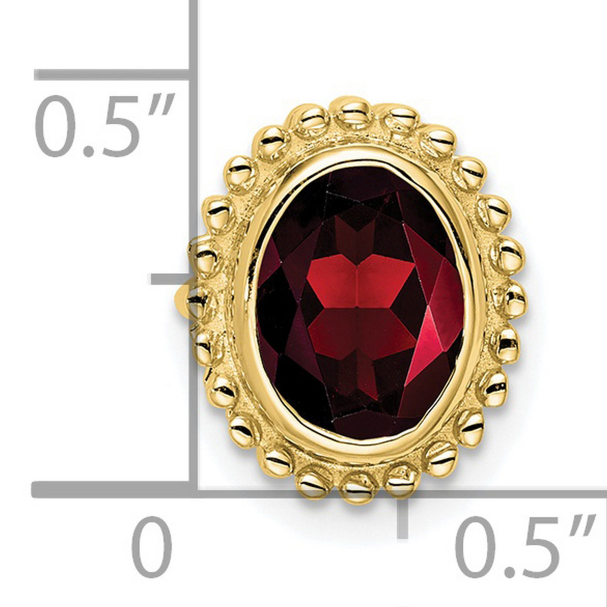 10k Yellow Gold Cocktail Ring with Oval Garnet, Beaded Border, Vintage Style