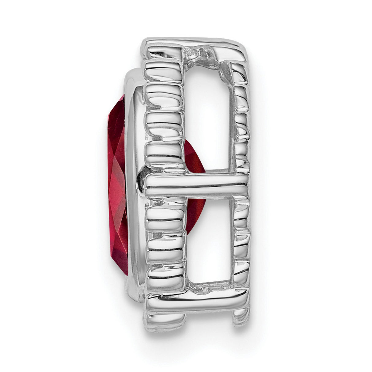 14k White Gold Garnet Ring with Beaded Bezel Setting, Vintage Inspired Oval Gemstone Design