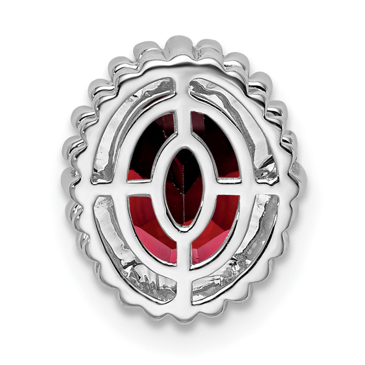 14k White Gold Garnet Ring with Beaded Bezel Setting, Vintage Inspired Oval Gemstone Design