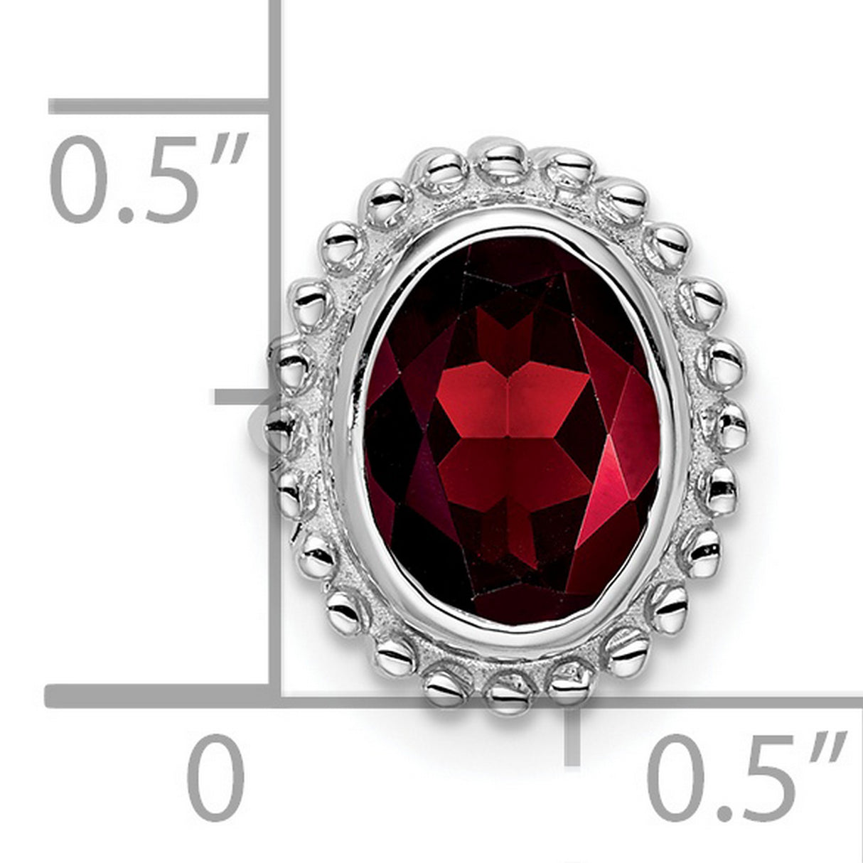 14k White Gold Garnet Ring with Beaded Bezel Setting, Vintage Inspired Oval Gemstone Design