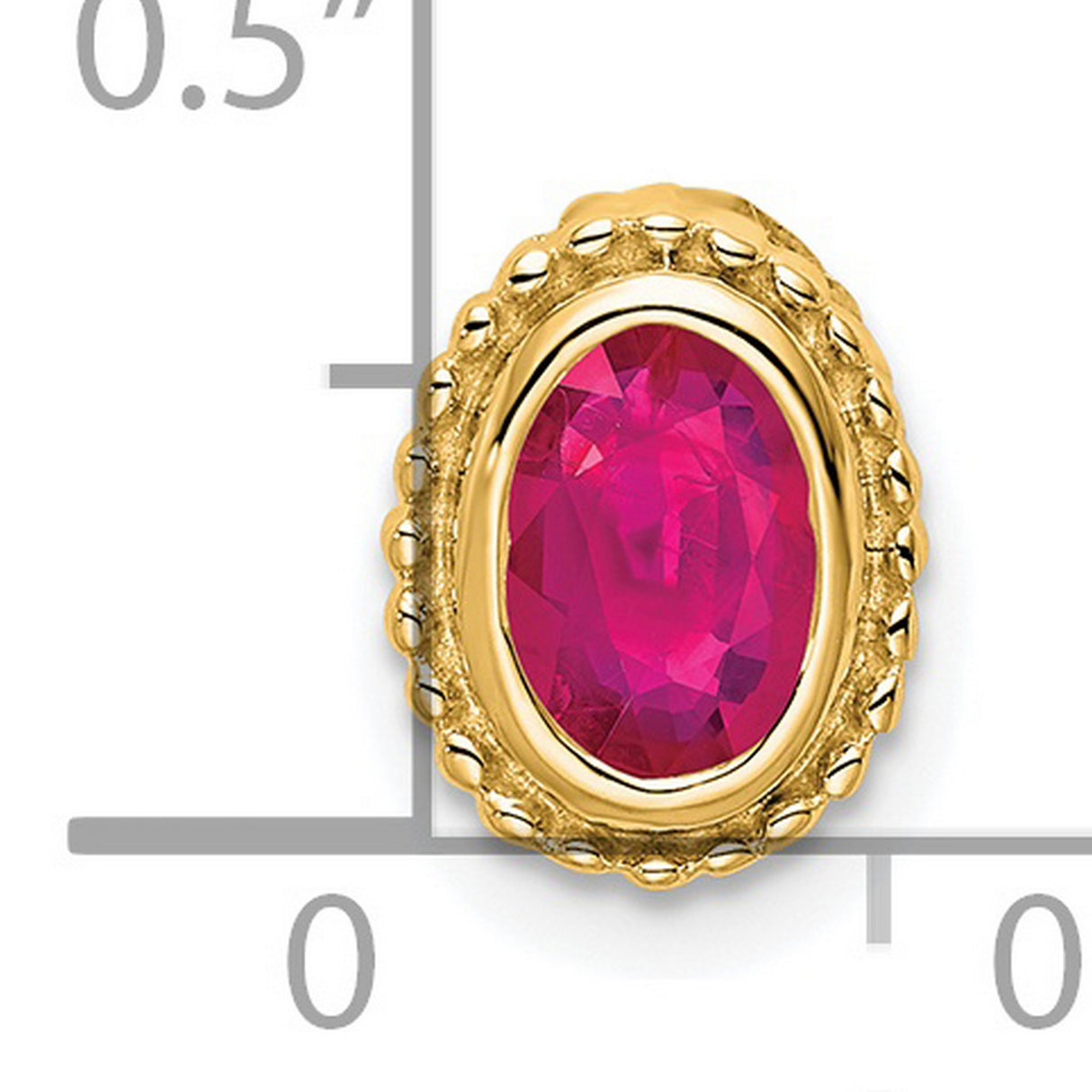14k Yellow Gold Ruby Pendant with Vintage Beaded Frame Design for Women
