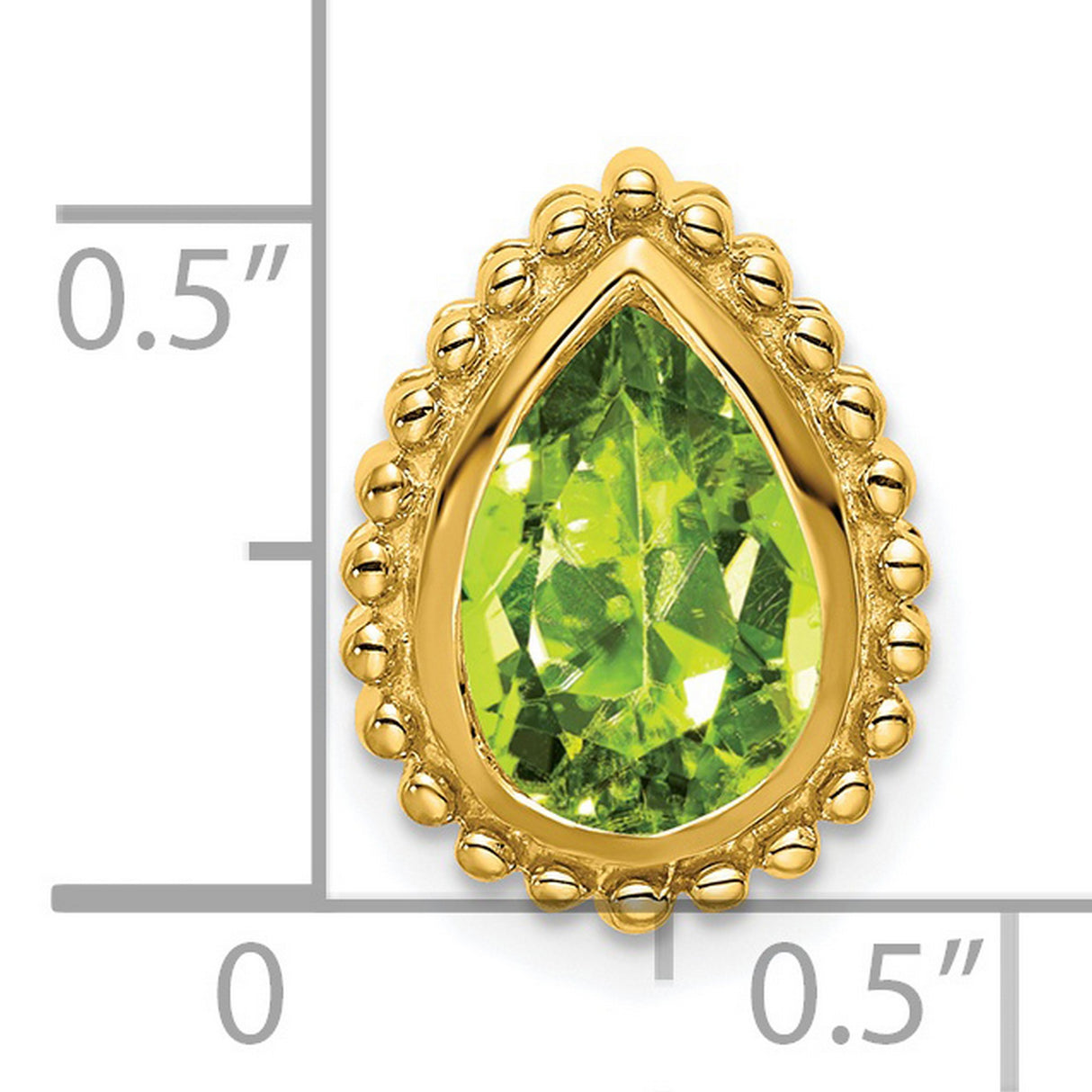 14k Yellow Gold Peridot Stud Earrings, Pear Shaped with Beaded Border, August Birthstone Jewelry