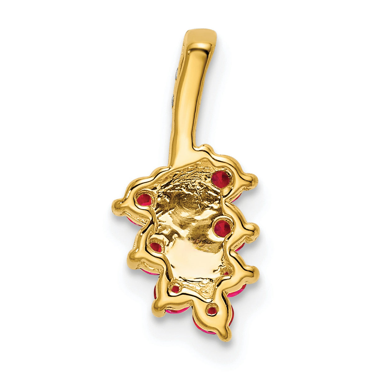 14k Yellow Gold Pendant with Ruby Cluster in Floral Vine Design for Women
