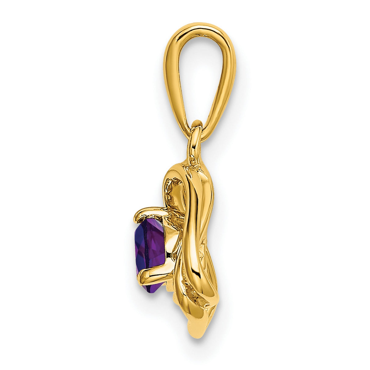 14k Yellow Gold Triquetra Pendant with Amethyst, Celtic Knot Spiritual Charm
