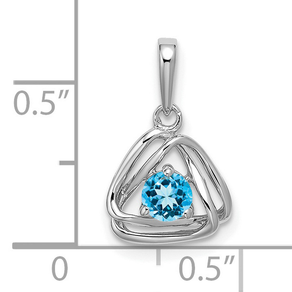 14k White Gold Pendant with Swiss Blue Topaz, Celtic Trinity Knot Design