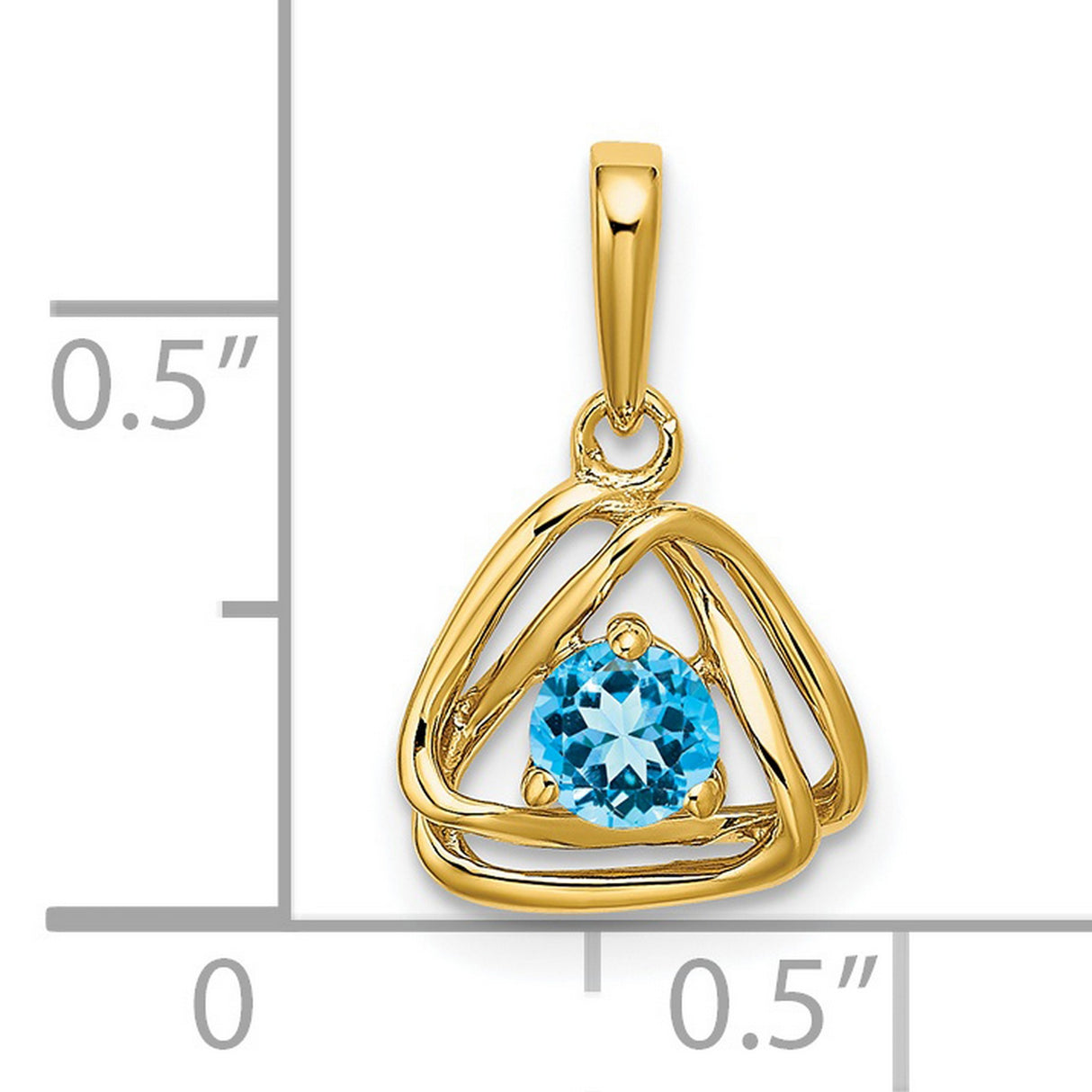 14k Yellow Gold Pendant with Swiss Blue Topaz, Open Trinity Knot Celtic Design for Women