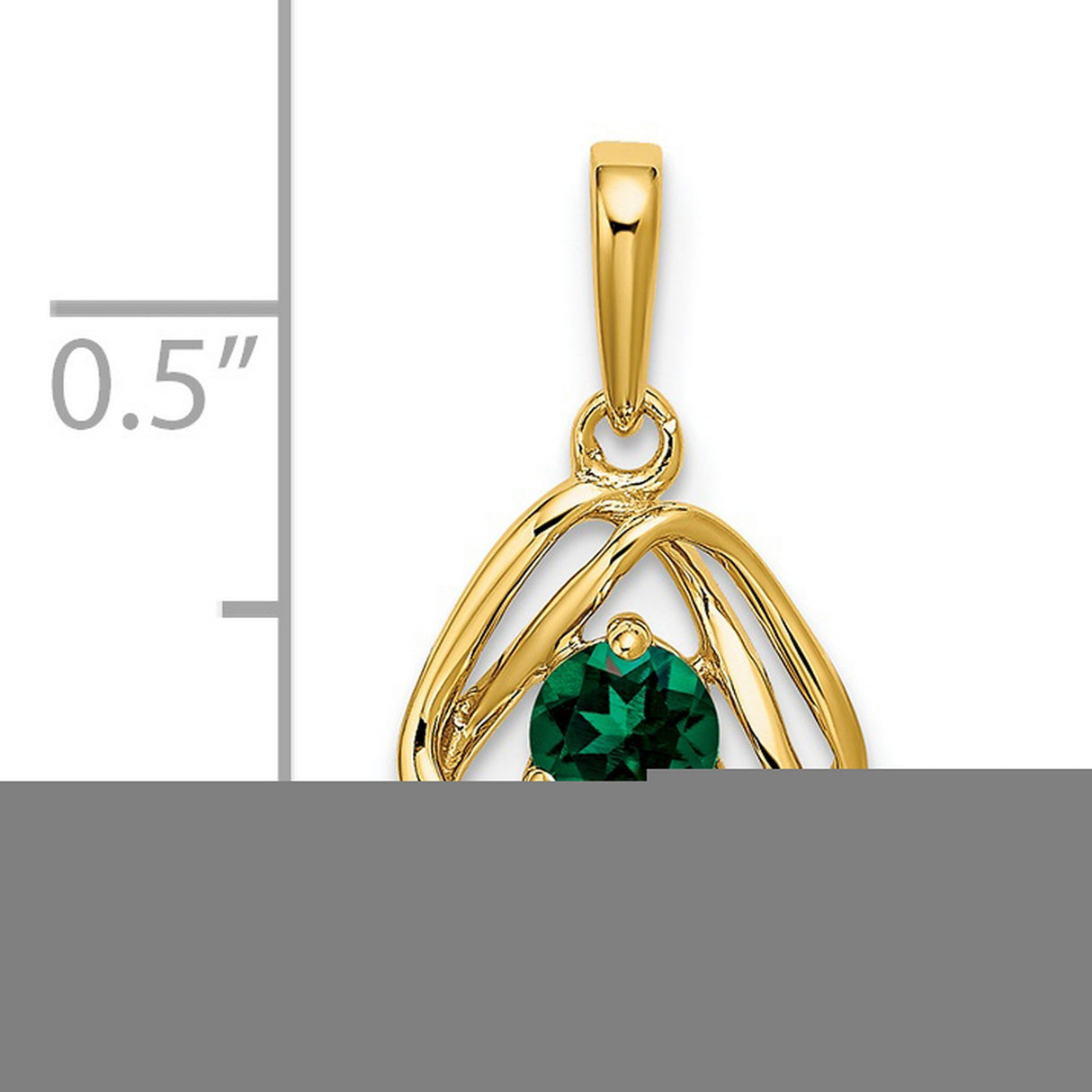 14k Yellow Gold Trinity Knot Pendant with Lab Created Emerald, Open Celtic Design for Women