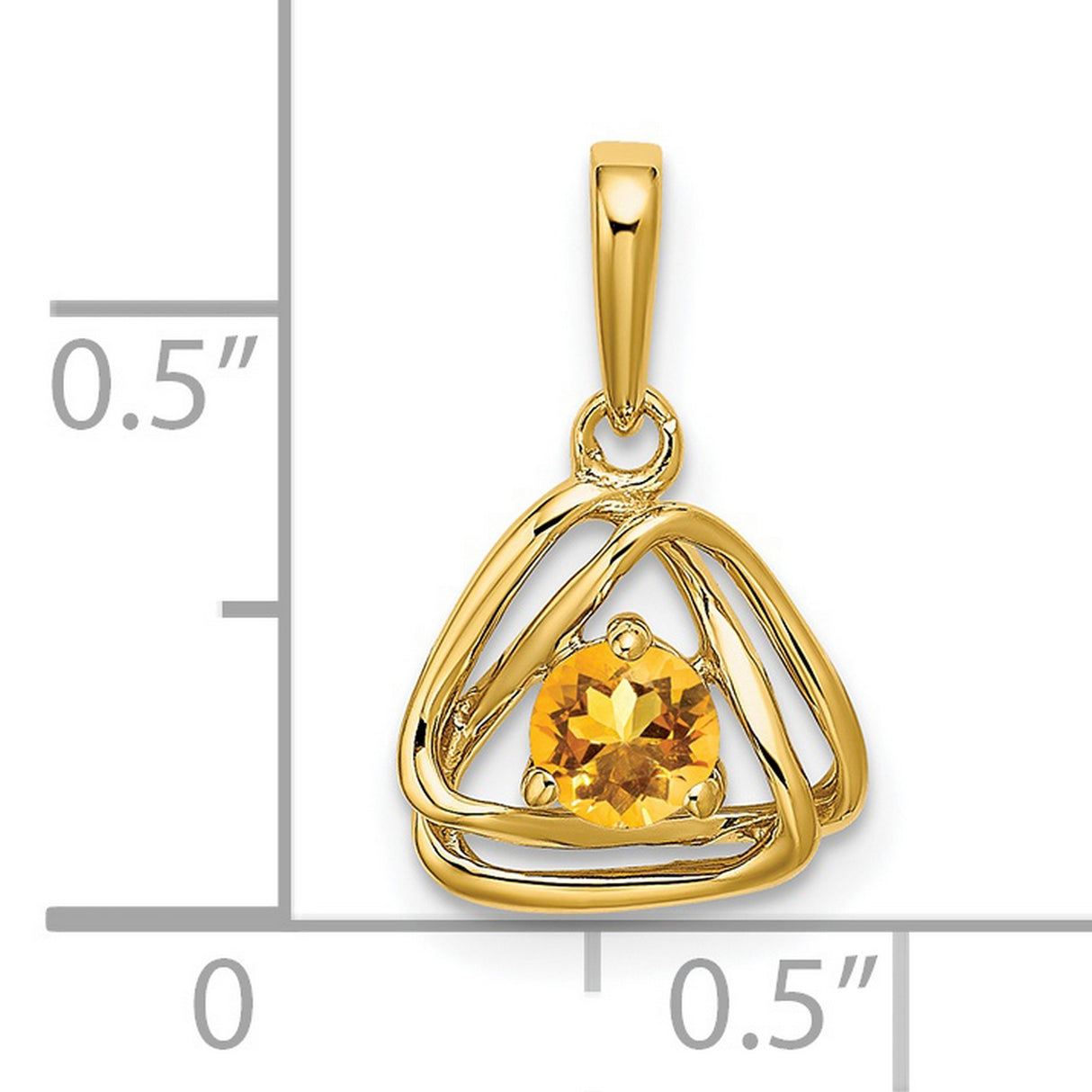 14k Yellow Gold Trinity Knot Pendant with Citrine, Open Celtic Design for Women