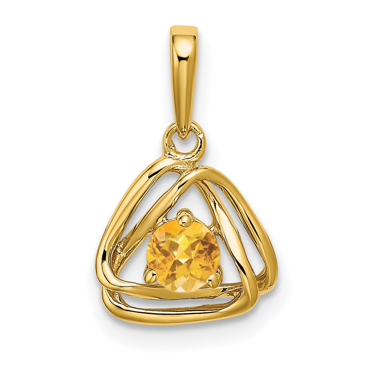 14k Yellow Gold Trinity Knot Pendant with Citrine, Open Celtic Design for Women
