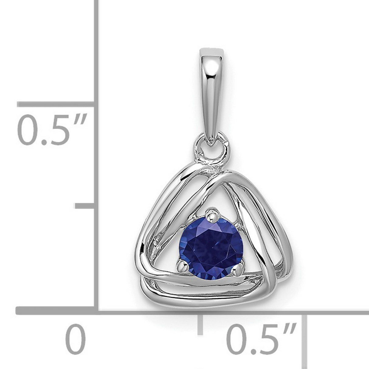 14k White Gold Celtic Trinity Knot Pendant with Lab Created Sapphire for Women