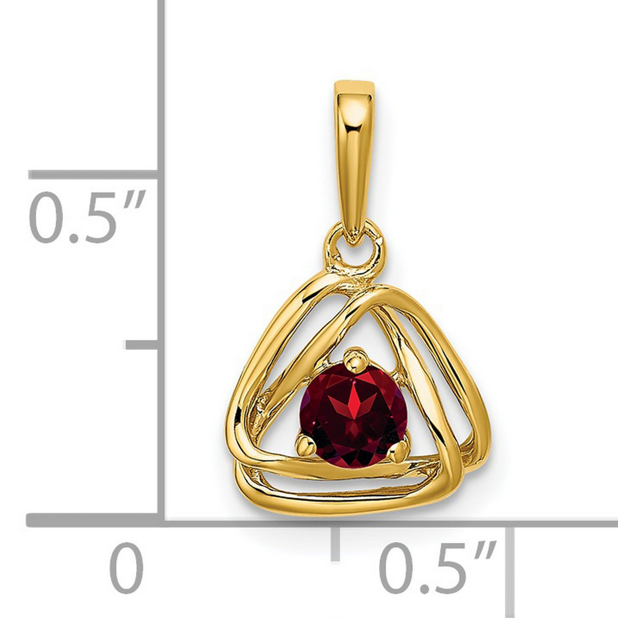 14k Yellow Gold Celtic Triquetra Pendant with Round Garnet Centerpiece