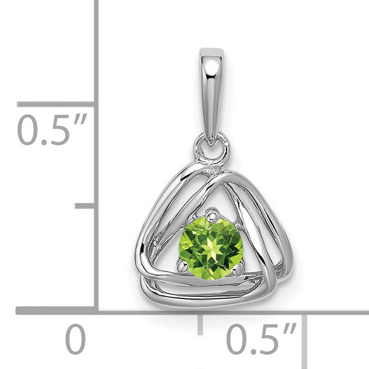 14k White Gold Celtic Trinity Knot Pendant with Peridot, August Birthstone Jewelry