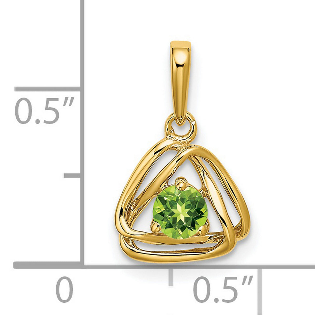 14k Yellow Gold Trinity Knot Pendant with Green Peridot, Celtic Symbol Design for Women