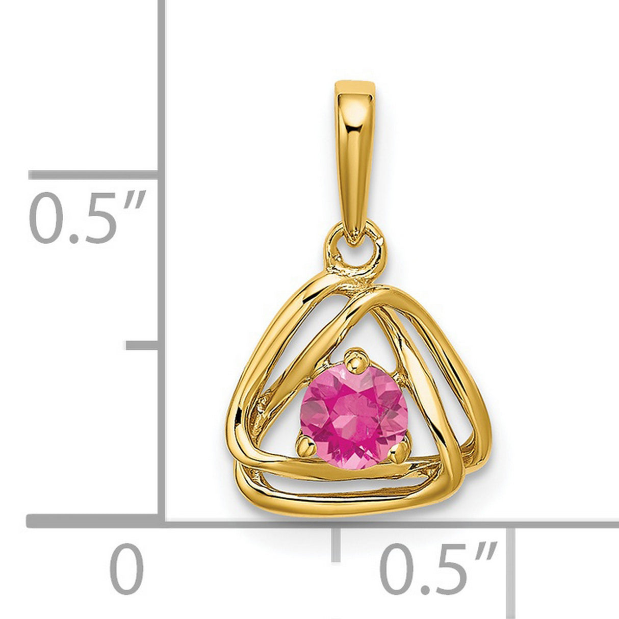 14k Yellow Gold Pendant with Pink Tourmaline, Celtic Trinity Knot Design for Women