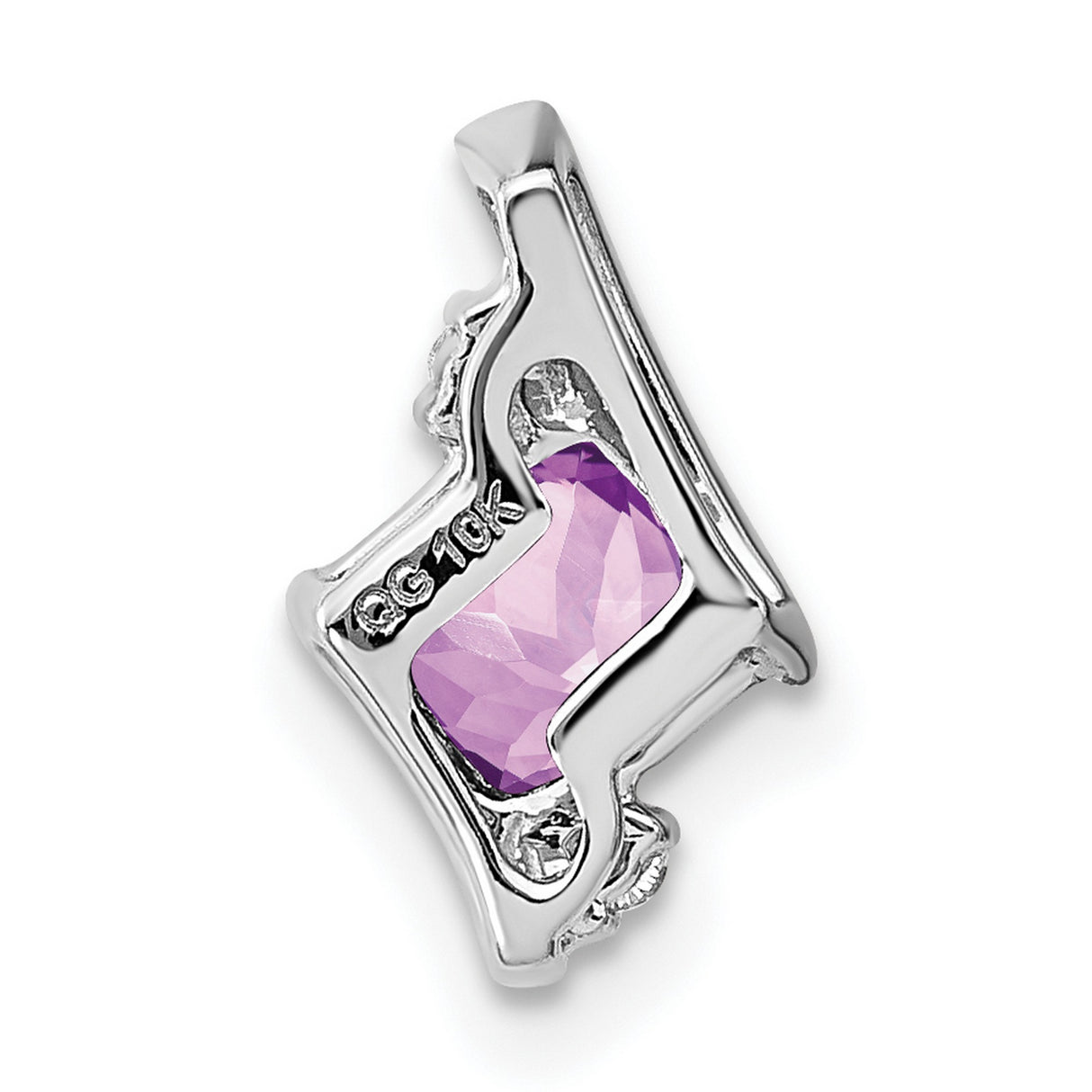 Sterling Silver Pendant with Amethyst and Diamond Accents, Modern Curved Design