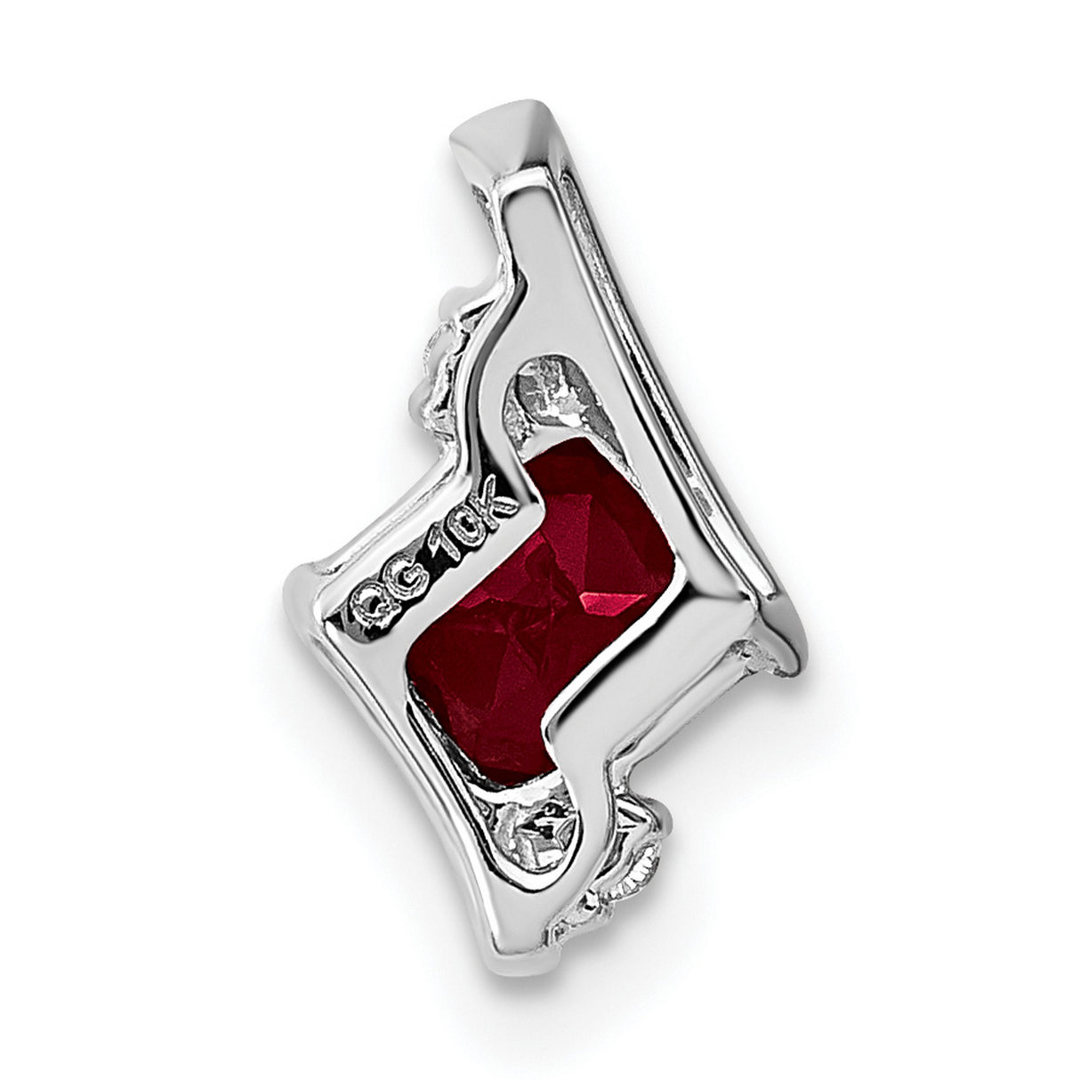 Sterling Silver Pendant with Lab Created Ruby and Diamond Accents, Curved Modern Design