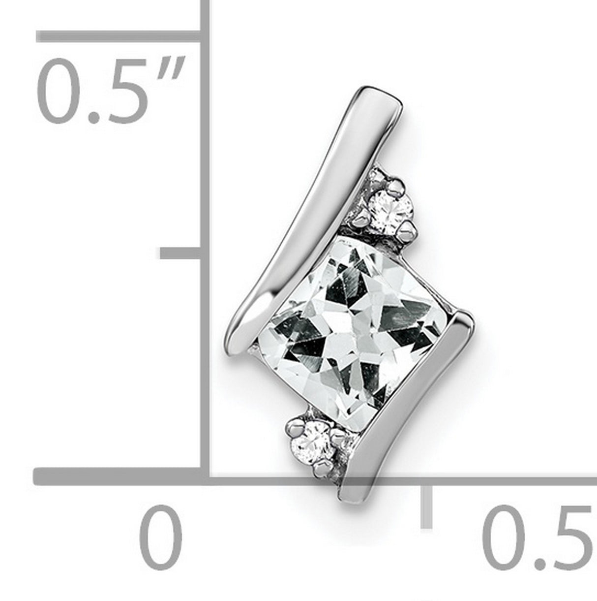 Sterling Silver Pendant with Lab Created Sapphire and Diamond Accents, Modern Minimalist Design