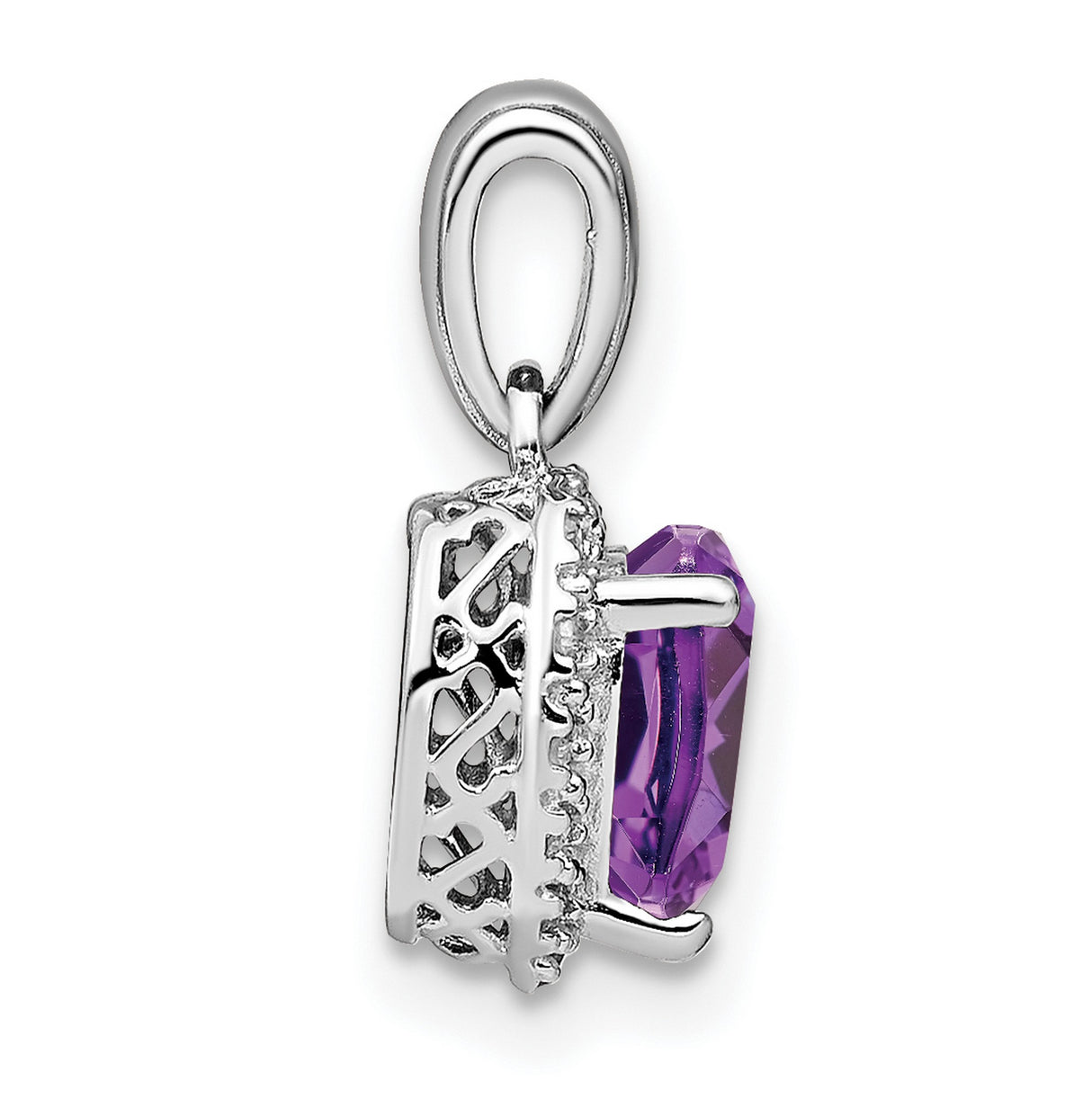 Sterling Silver Heart Pendant with Amethyst and Diamond Accents, February Birthstone Jewelry