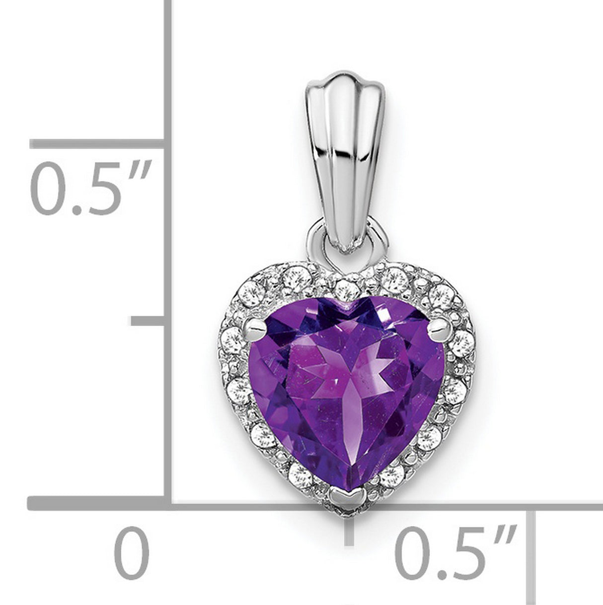 Sterling Silver Heart Pendant with Amethyst and Diamond Accents, February Birthstone Jewelry