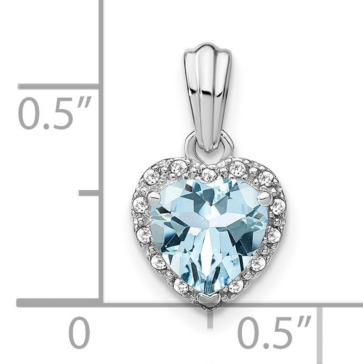 Sterling Silver Heart Pendant with Aquamarine and Diamond Accents for Women