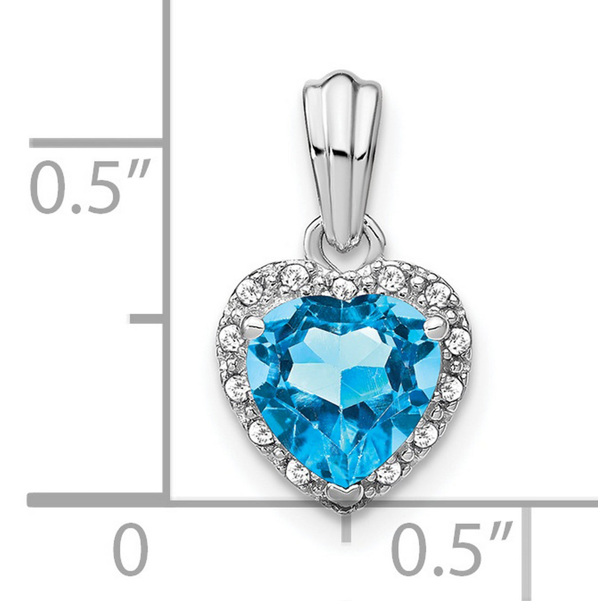 Sterling Silver Heart Pendant with Swiss Blue Topaz and Diamond Accents, Romantic Jewelry for Women